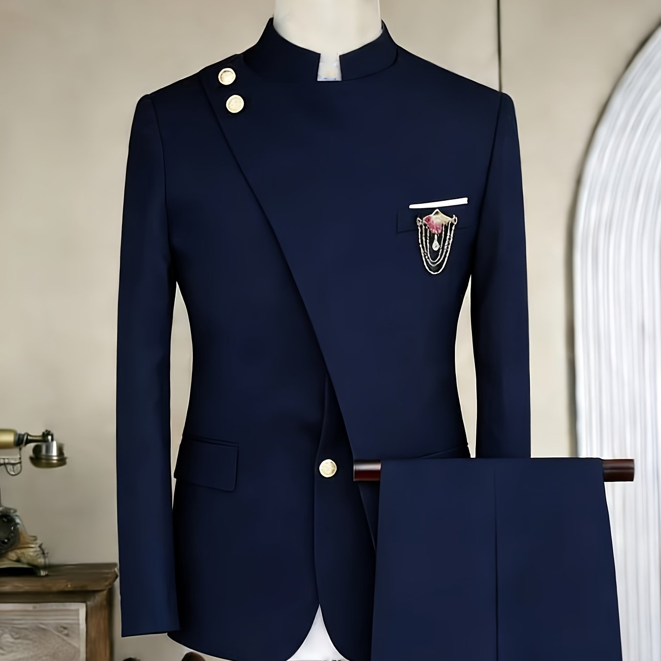 Men's Long-sleeved Fitted 2pcs Suit Set, Luxurious And Elegant, Suitable for Wearing At Weddings, Parties, Business Events, Valentine's Day Gatherings, Etc.