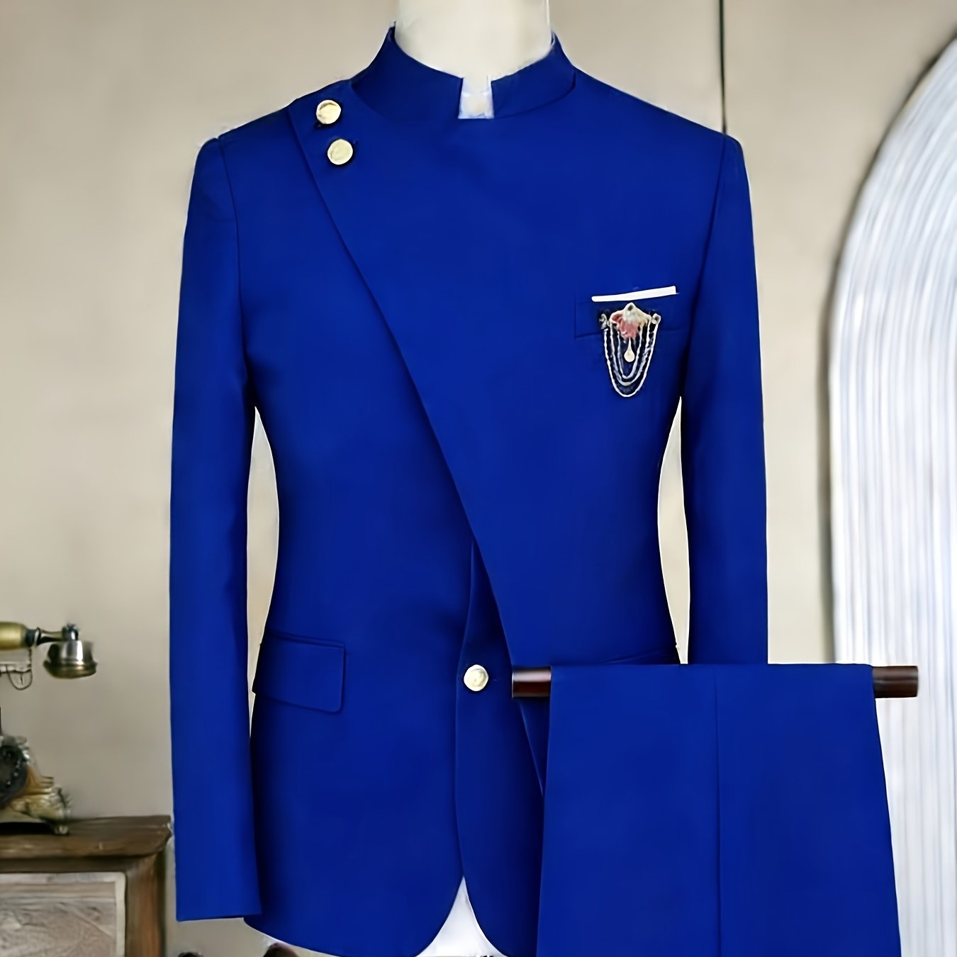 Men's Long-sleeved Fitted 2pcs Suit Set, Luxurious And Elegant, Suitable for Wearing At Weddings, Parties, Business Events, Valentine's Day Gatherings, Etc.