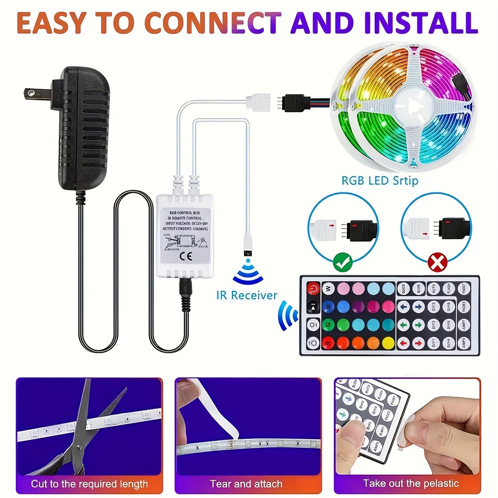 NBBUFF 100ft LED Lights For Bedroom, Color Changing LED Strip Lights With 44 Keys Remote And Power Supply, LED Light Strip For Festival, Wedding Decor. Happy Carnival!