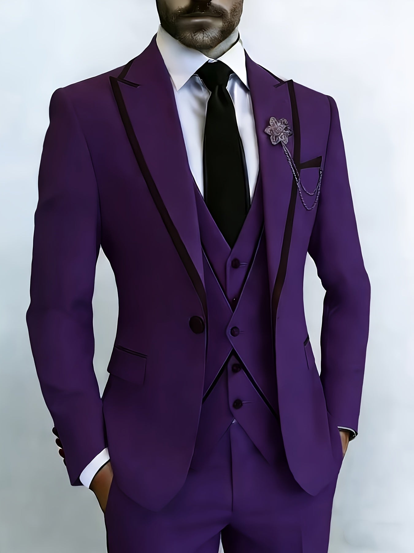 New Men's Suit 3pcs Set, with Exquisite Design And Elegant Classic Cut. Suitable for Weddings, Business, Formal Occasions, An Ideal Gift for Men, Valentine's Day Gift/ Valentine's Day Suit