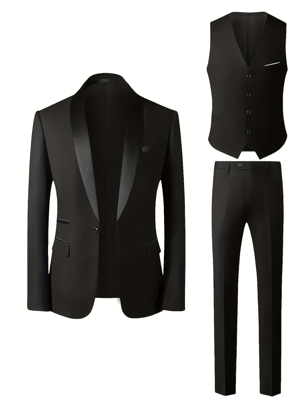 Men's Premium Three-Piece Suit Set, Plus Size Suit, Pants, and Vest for Formal Wear, Weddings, Work Attire, and Holiday Gifts