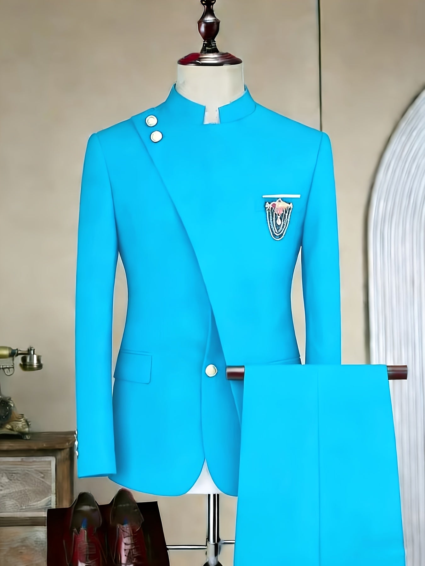 Men's Long-sleeved Fitted 2pcs Suit Set, Luxurious And Elegant, Suitable for Wearing At Weddings, Parties, Business Events, Valentine's Day Gatherings, Etc.
