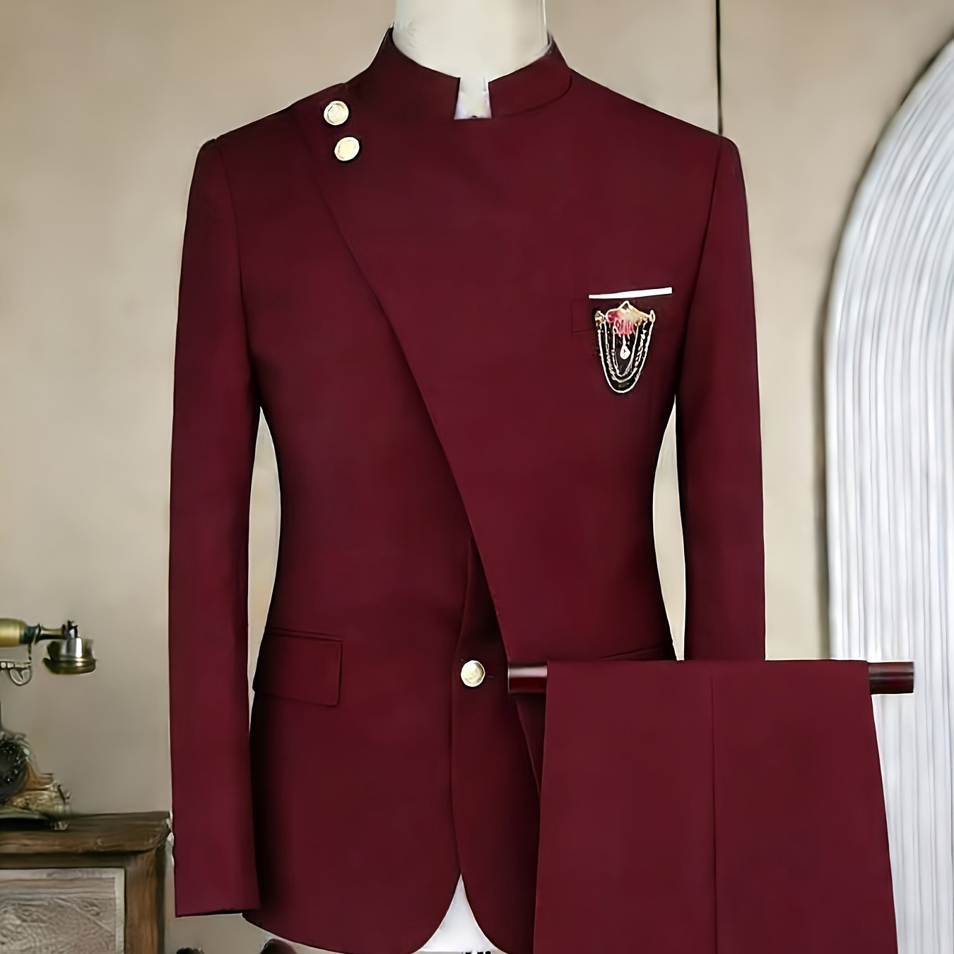 Men's Long-sleeved Fitted 2pcs Suit Set, Luxurious And Elegant, Suitable for Wearing At Weddings, Parties, Business Events, Valentine's Day Gatherings, Etc.
