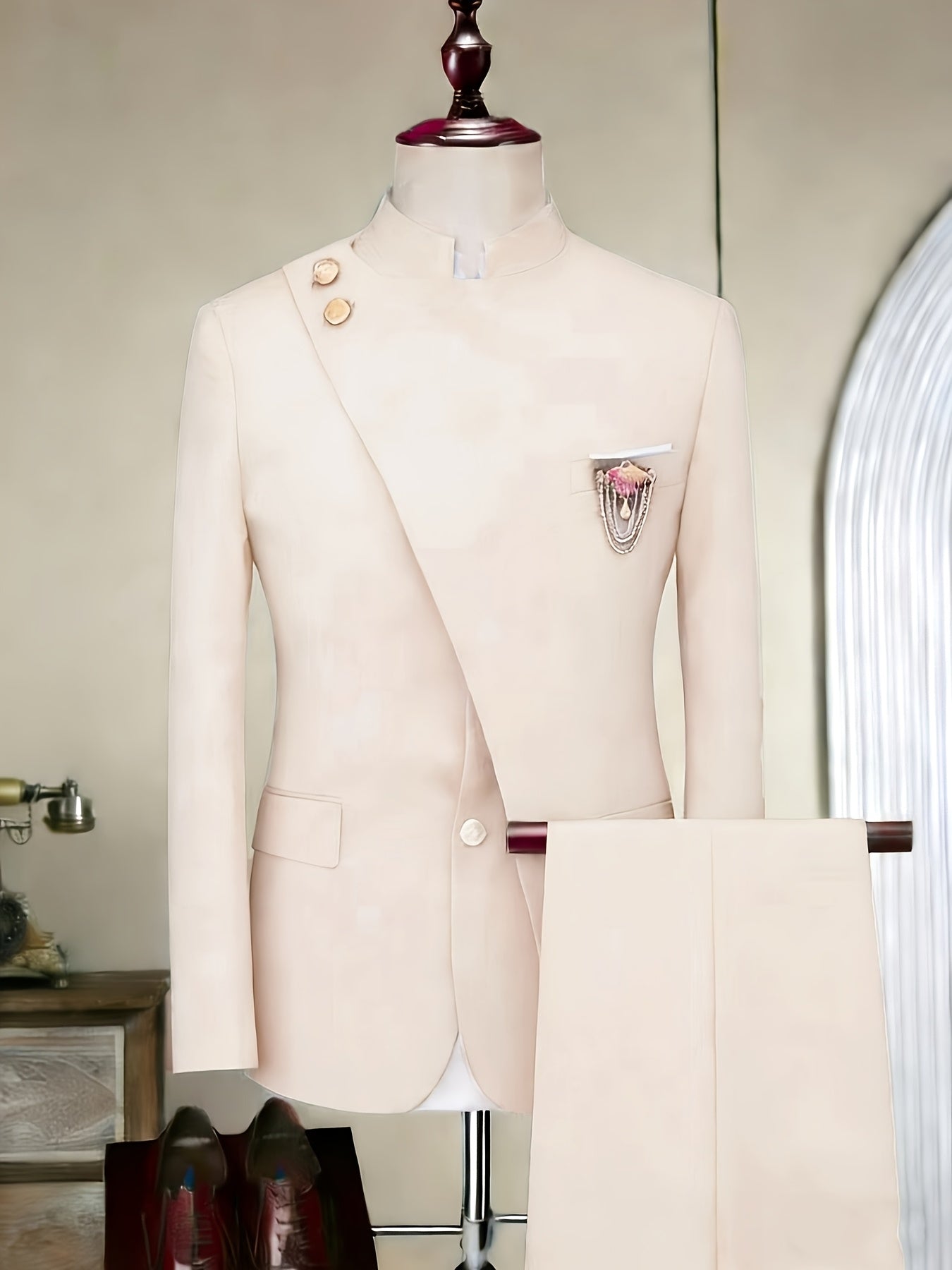 Men's Long-sleeved Fitted 2pcs Suit Set, Luxurious And Elegant, Suitable for Wearing At Weddings, Parties, Business Events, Valentine's Day Gatherings, Etc.