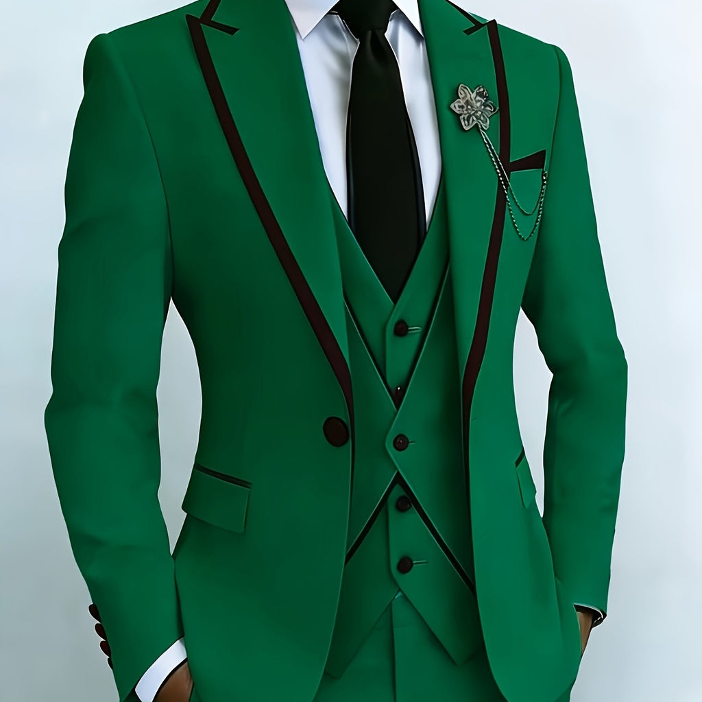 New Men's Suit 3pcs Set, with Exquisite Design And Elegant Classic Cut. Suitable for Weddings, Business, Formal Occasions, An Ideal Gift for Men, Valentine's Day Gift/ Valentine's Day Suit