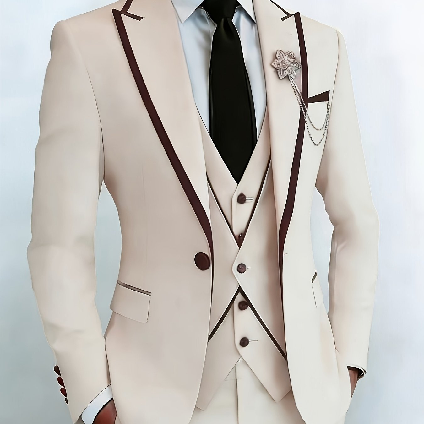 New Men's Suit 3pcs Set, with Exquisite Design And Elegant Classic Cut. Suitable for Weddings, Business, Formal Occasions, An Ideal Gift for Men, Valentine's Day Gift/ Valentine's Day Suit