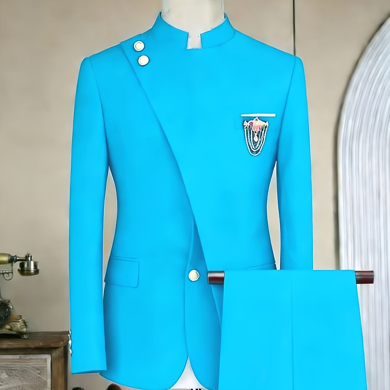 Men's Long-sleeved Fitted 2pcs Suit Set, Luxurious And Elegant, Suitable for Wearing At Weddings, Parties, Business Events, Valentine's Day Gatherings, Etc.