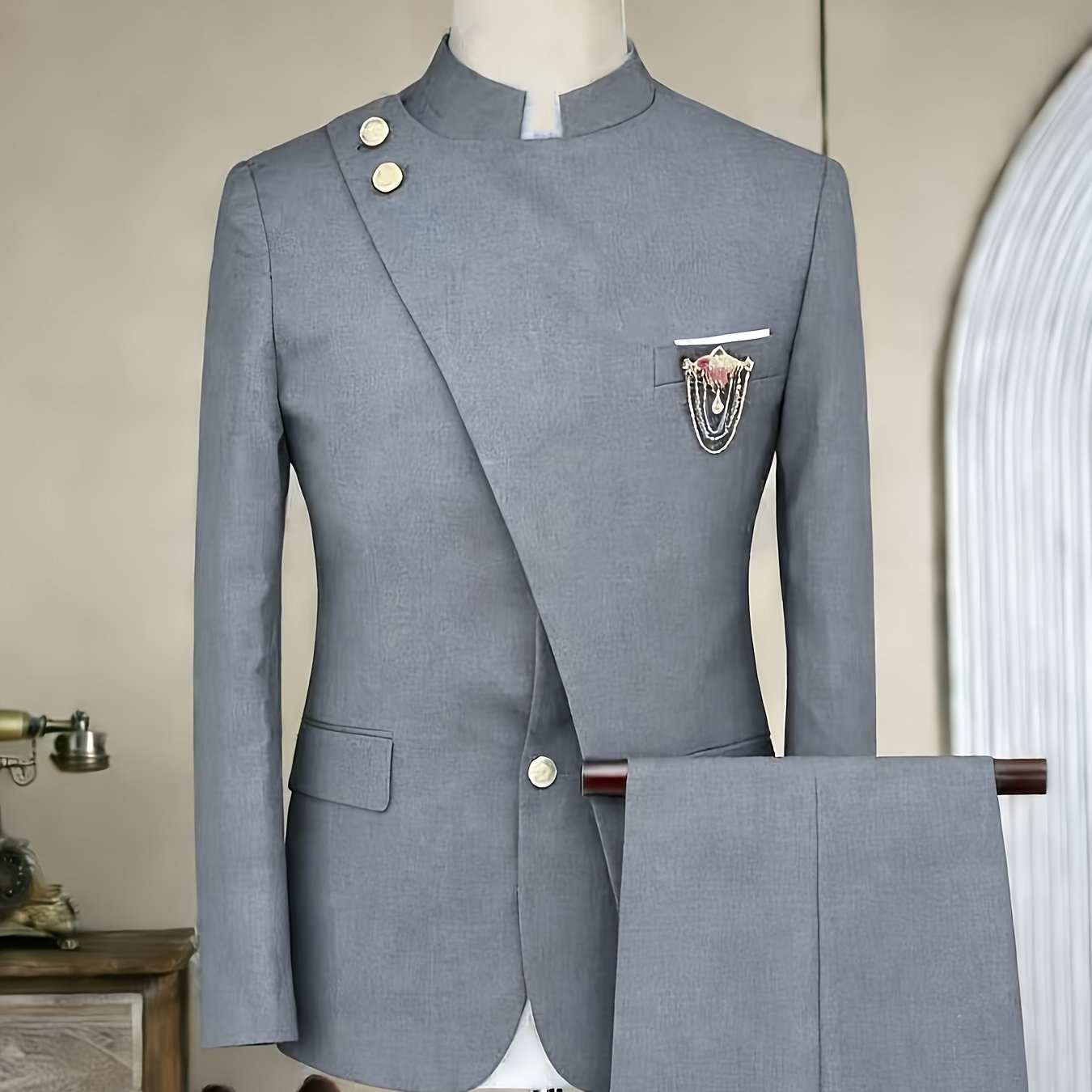 Men's Long-sleeved Fitted 2pcs Suit Set, Luxurious And Elegant, Suitable for Wearing At Weddings, Parties, Business Events, Valentine's Day Gatherings, Etc.
