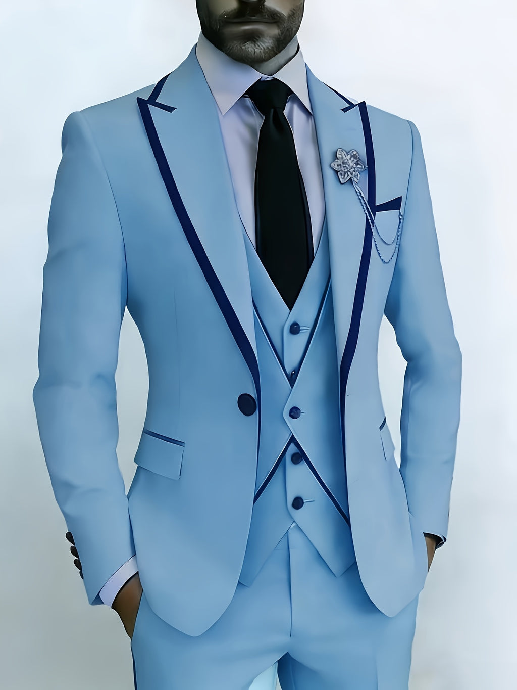 New Men's Suit 3pcs Set, with Exquisite Design And Elegant Classic Cut. Suitable for Weddings, Business, Formal Occasions, An Ideal Gift for Men, Valentine's Day Gift/ Valentine's Day Suit