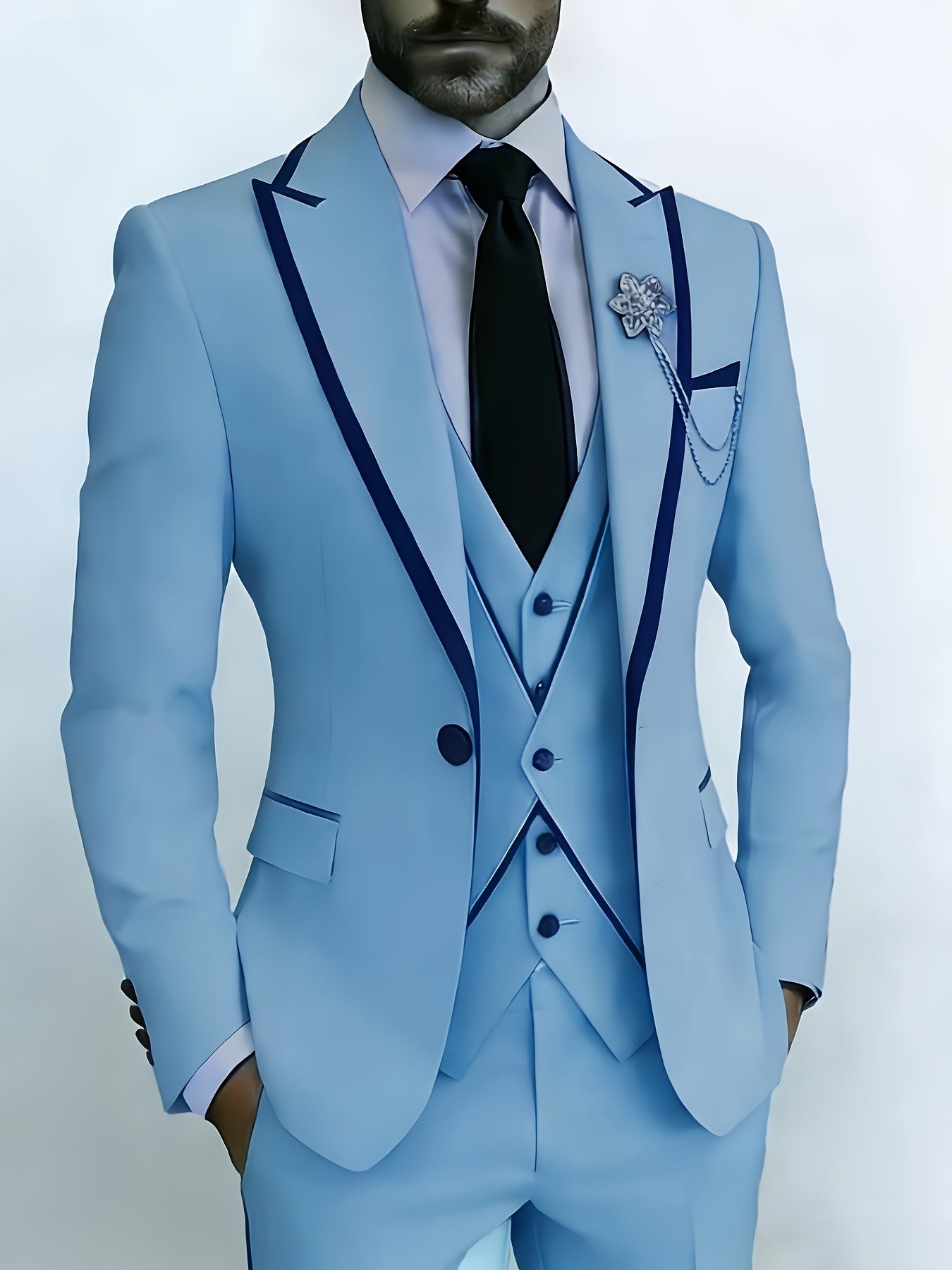 New Men's Suit 3pcs Set, with Exquisite Design And Elegant Classic Cut. Suitable for Weddings, Business, Formal Occasions, An Ideal Gift for Men, Valentine's Day Gift/ Valentine's Day Suit