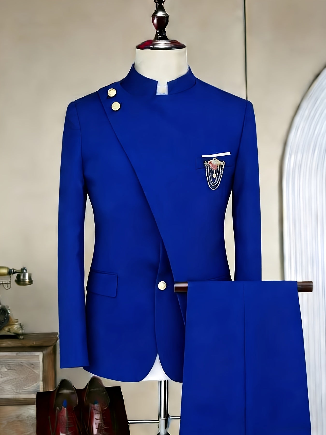 Men's Long-sleeved Fitted 2pcs Suit Set, Luxurious And Elegant, Suitable for Wearing At Weddings, Parties, Business Events, Valentine's Day Gatherings, Etc.