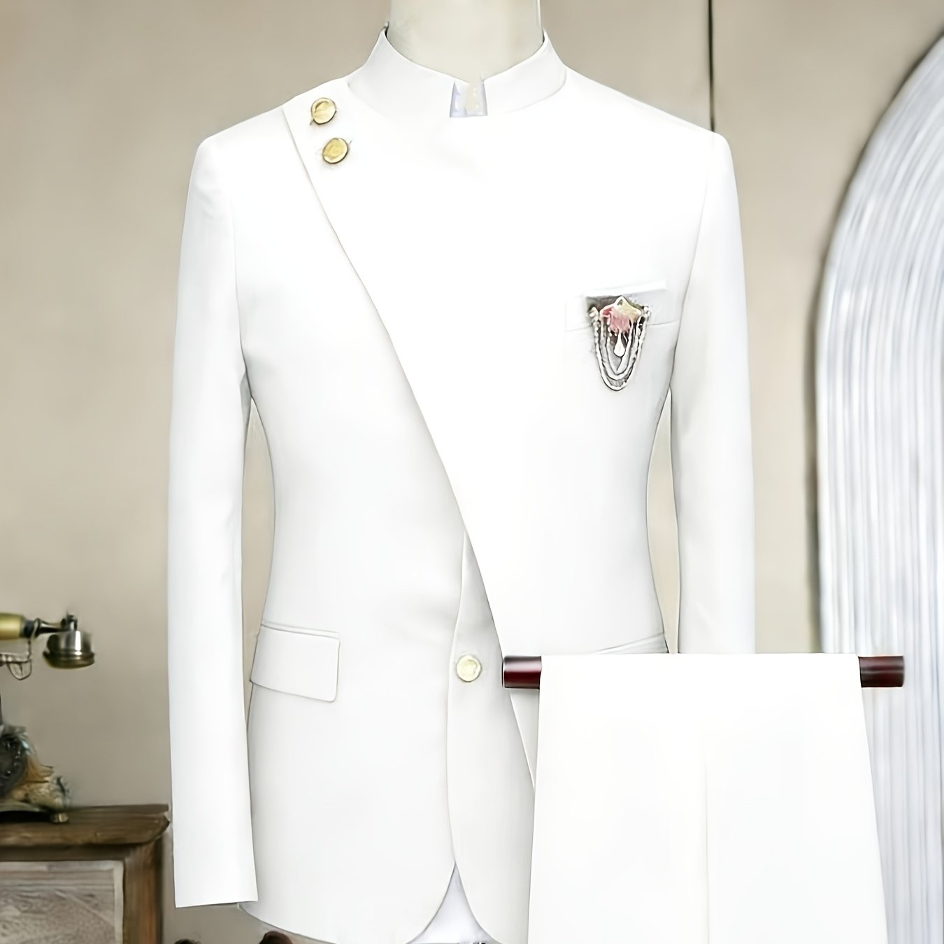 Men's Long-sleeved Fitted 2pcs Suit Set, Luxurious And Elegant, Suitable for Wearing At Weddings, Parties, Business Events, Valentine's Day Gatherings, Etc.
