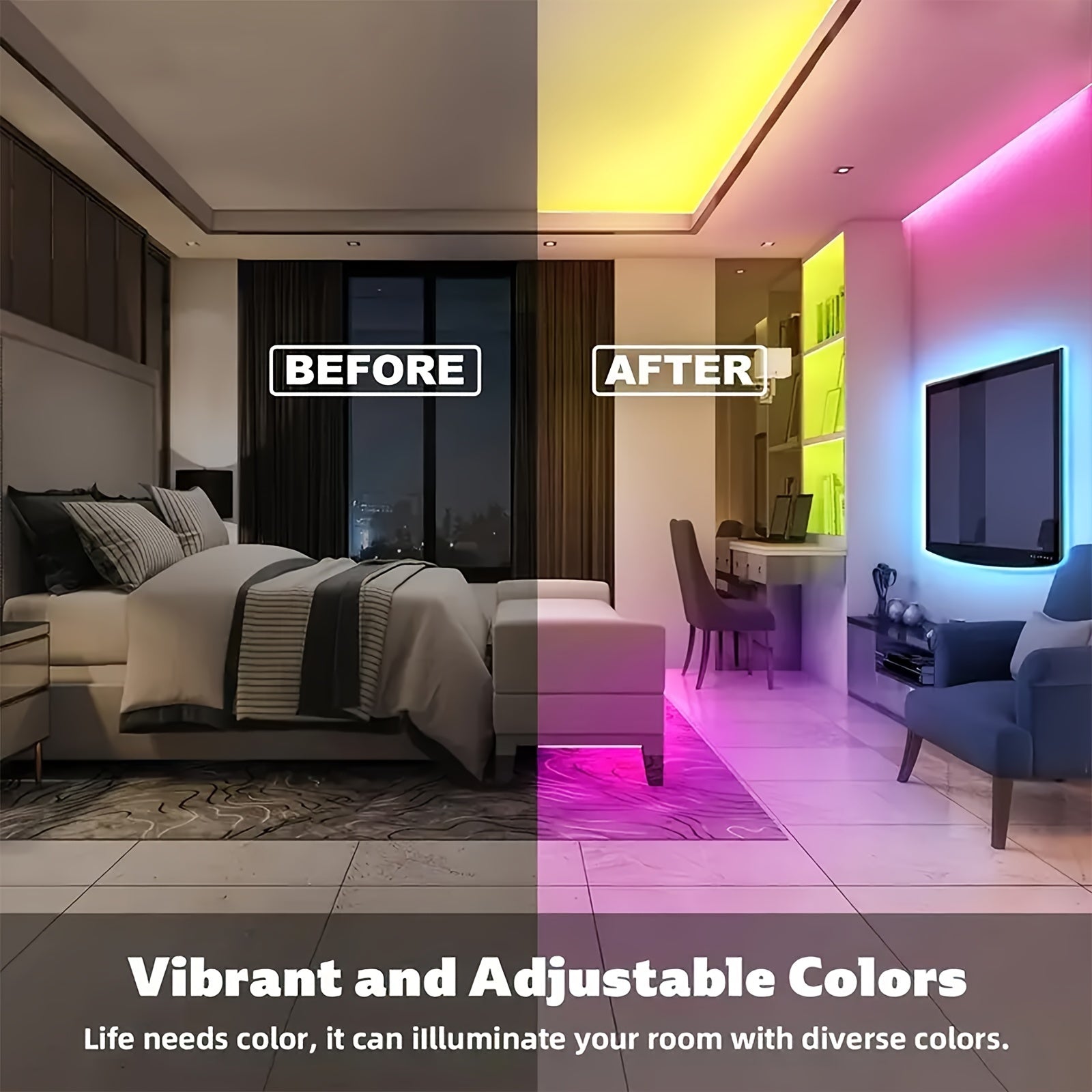NBBUFF 100ft LED Lights For Bedroom, Color Changing LED Strip Lights With 44 Keys Remote And Power Supply, LED Light Strip For Festival, Wedding Decor. Happy Carnival!