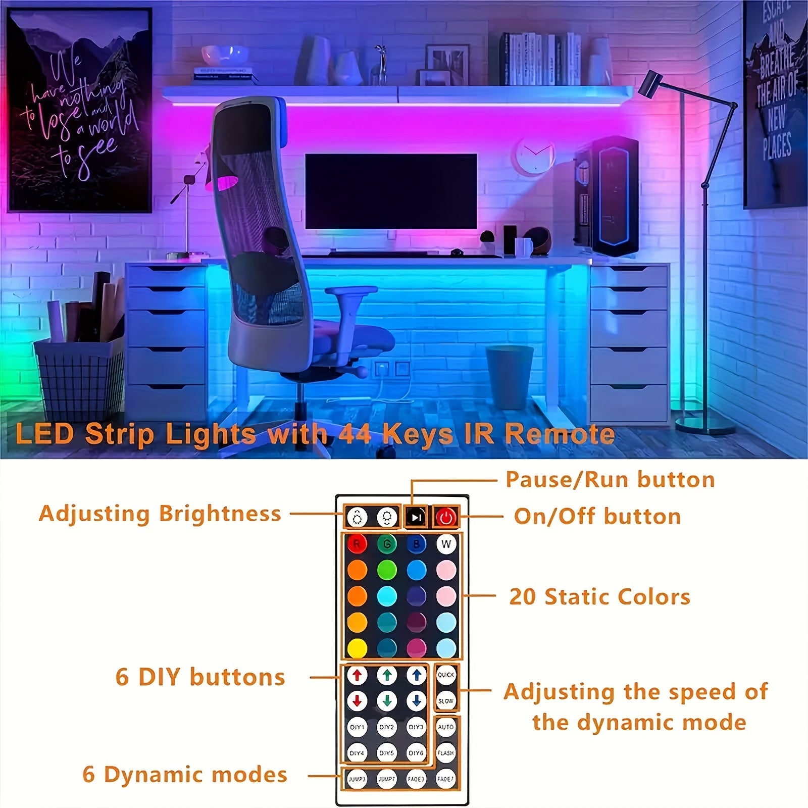 NBBUFF 100ft LED Lights For Bedroom, Color Changing LED Strip Lights With 44 Keys Remote And Power Supply, LED Light Strip For Festival, Wedding Decor. Happy Carnival!