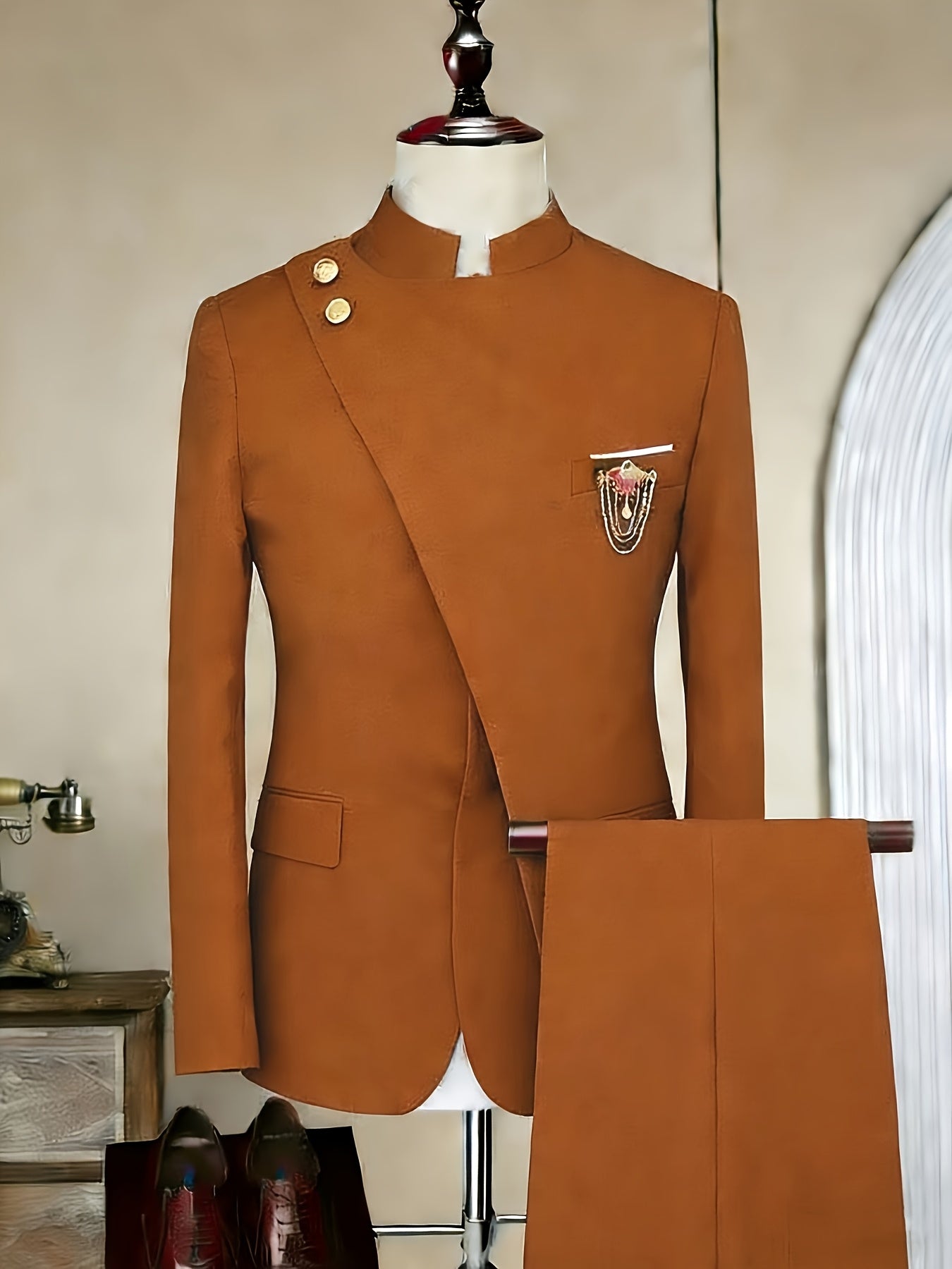 Men's Long-sleeved Fitted 2pcs Suit Set, Luxurious And Elegant, Suitable for Wearing At Weddings, Parties, Business Events, Valentine's Day Gatherings, Etc.