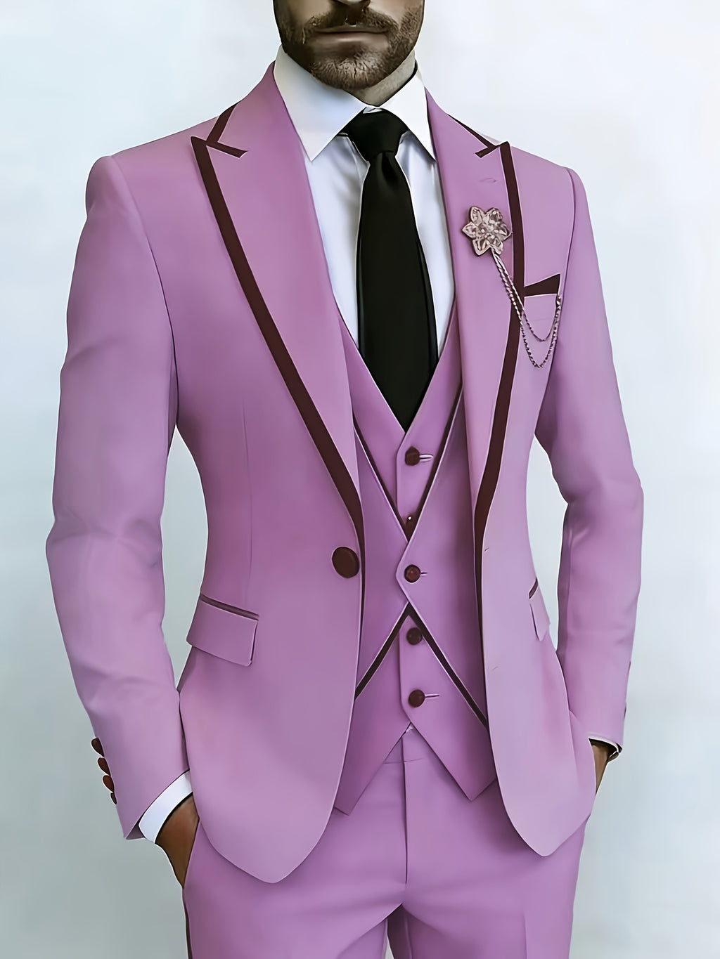 New Men's Suit 3pcs Set, with Exquisite Design And Elegant Classic Cut. Suitable for Weddings, Business, Formal Occasions, An Ideal Gift for Men, Valentine's Day Gift/ Valentine's Day Suit