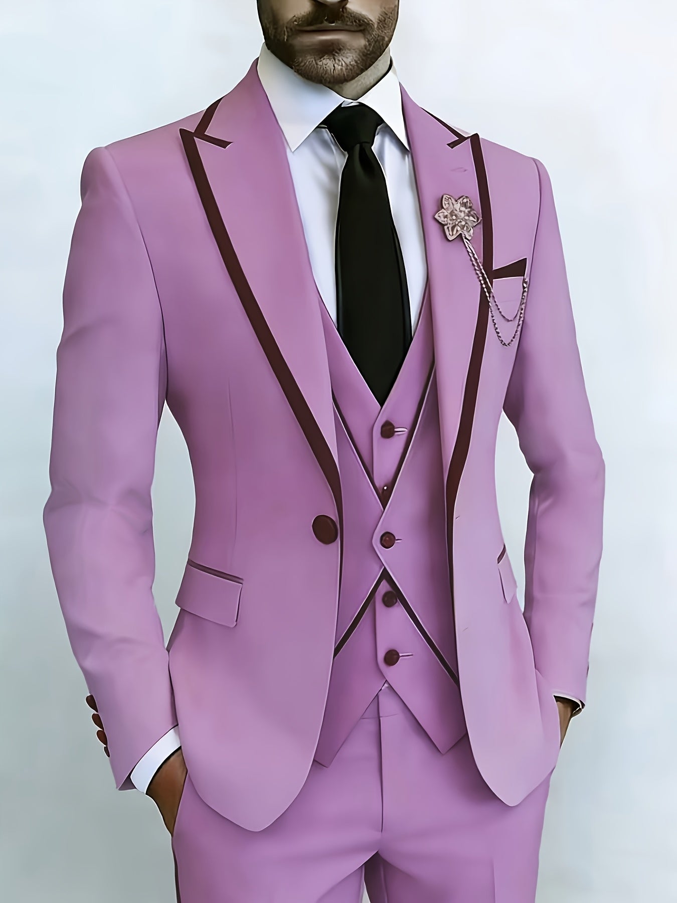 New Men's Suit 3pcs Set, with Exquisite Design And Elegant Classic Cut. Suitable for Weddings, Business, Formal Occasions, An Ideal Gift for Men, Valentine's Day Gift/ Valentine's Day Suit