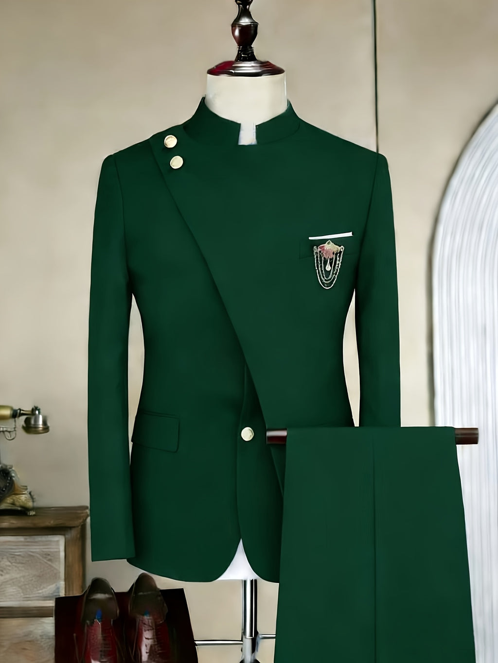 Men's Long-sleeved Fitted 2pcs Suit Set, Luxurious And Elegant, Suitable for Wearing At Weddings, Parties, Business Events, Valentine's Day Gatherings, Etc.