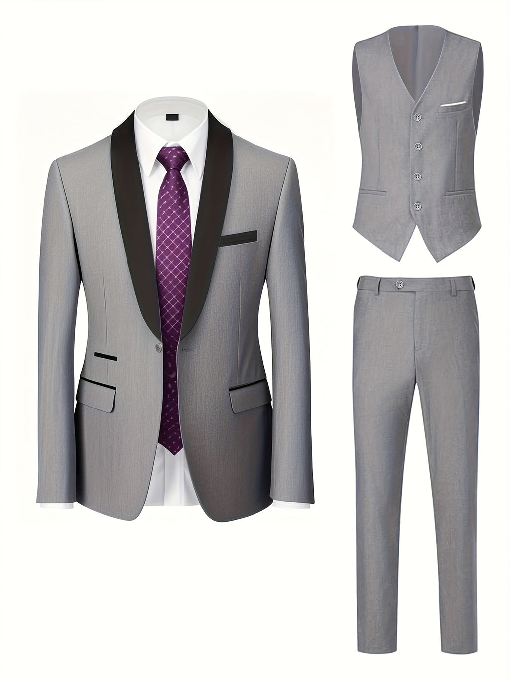 Men's Premium Three-Piece Suit Set, Plus Size Suit, Pants, and Vest for Formal Wear, Weddings, Work Attire, and Holiday Gifts