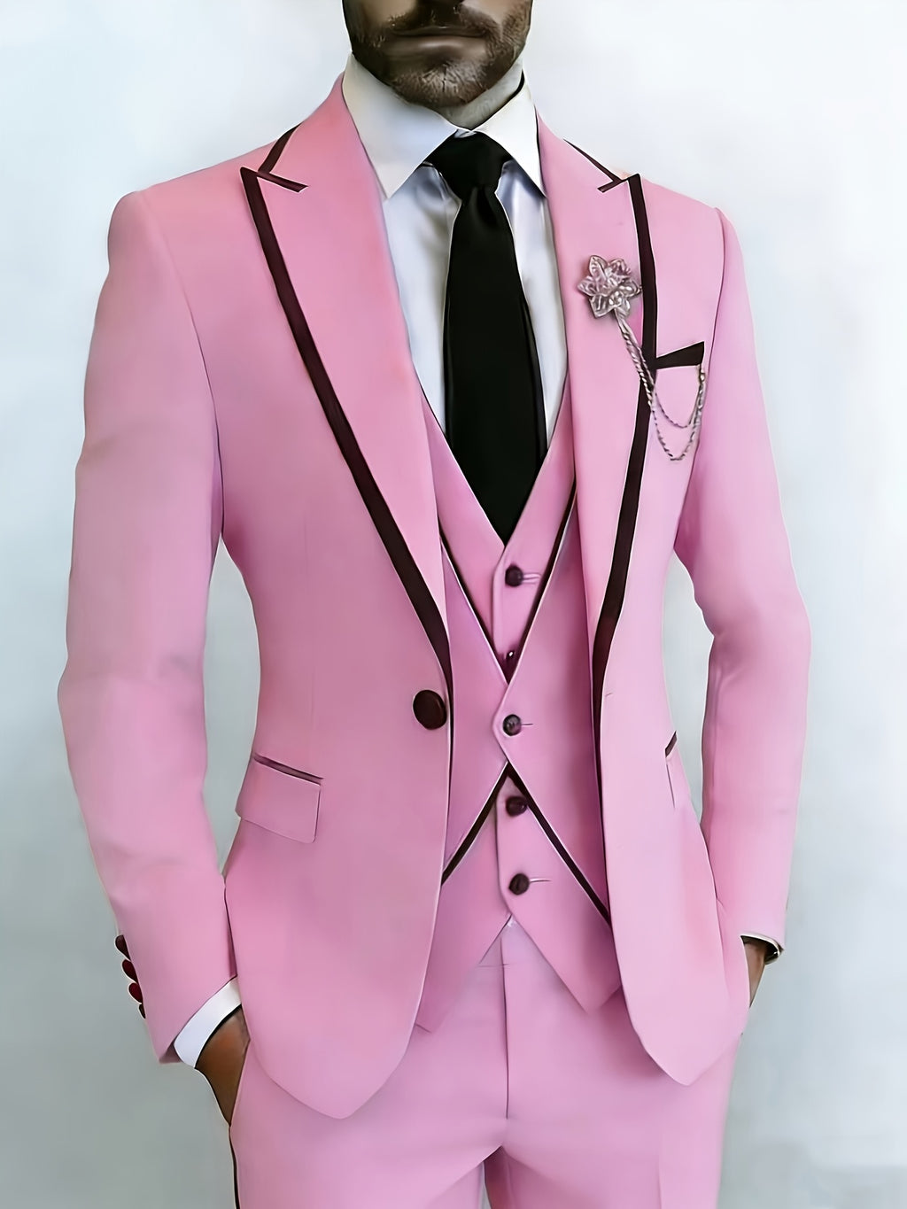 New Men's Suit 3pcs Set, with Exquisite Design And Elegant Classic Cut. Suitable for Weddings, Business, Formal Occasions, An Ideal Gift for Men, Valentine's Day Gift/ Valentine's Day Suit
