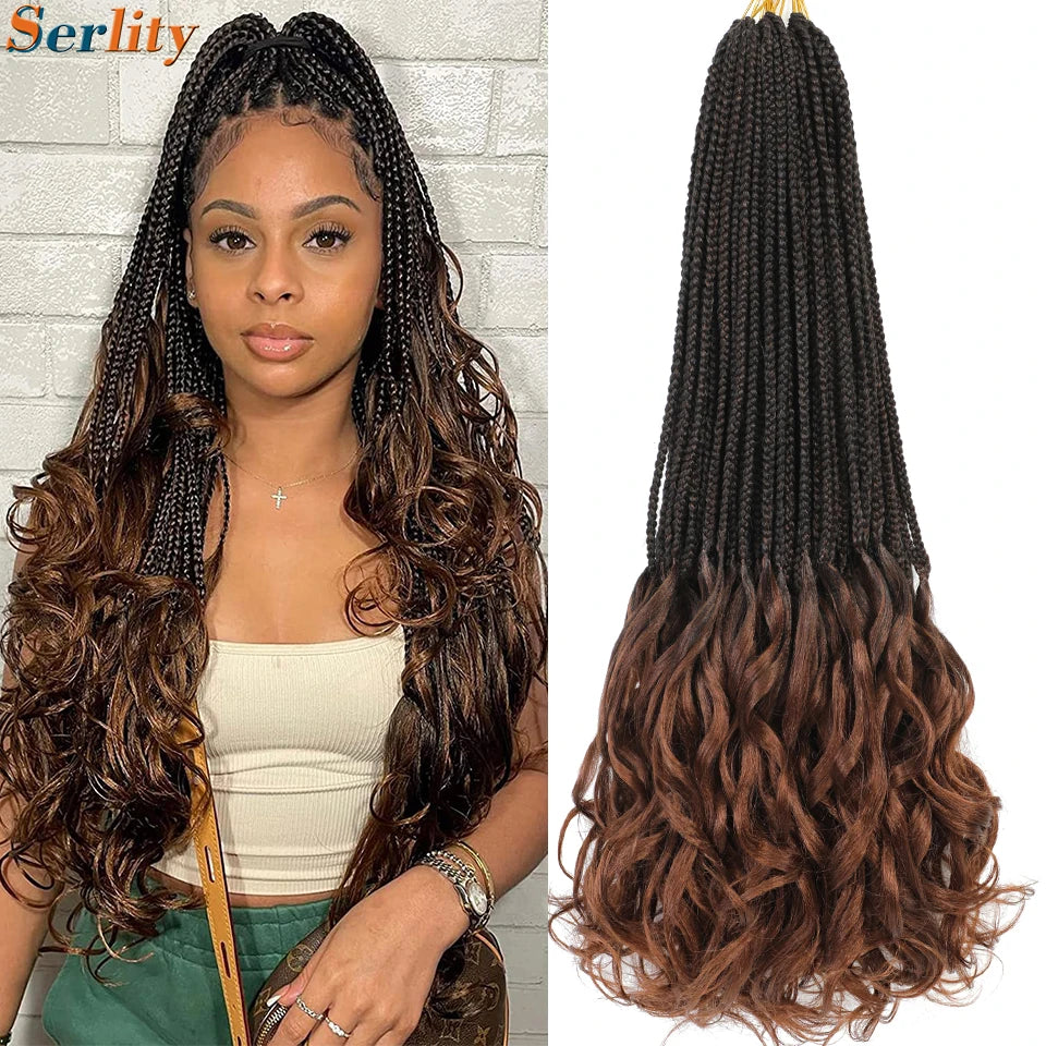 18 24 Inch French Curl Crochet Braids Pre Looped Blonde P27/613 33 Box Braids Crochet Hair Synthetic French Curls Braiding Hair