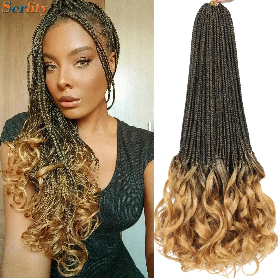18 24 Inch French Curl Crochet Braids Pre Looped Blonde P27/613 33 Box Braids Crochet Hair Synthetic French Curls Braiding Hair