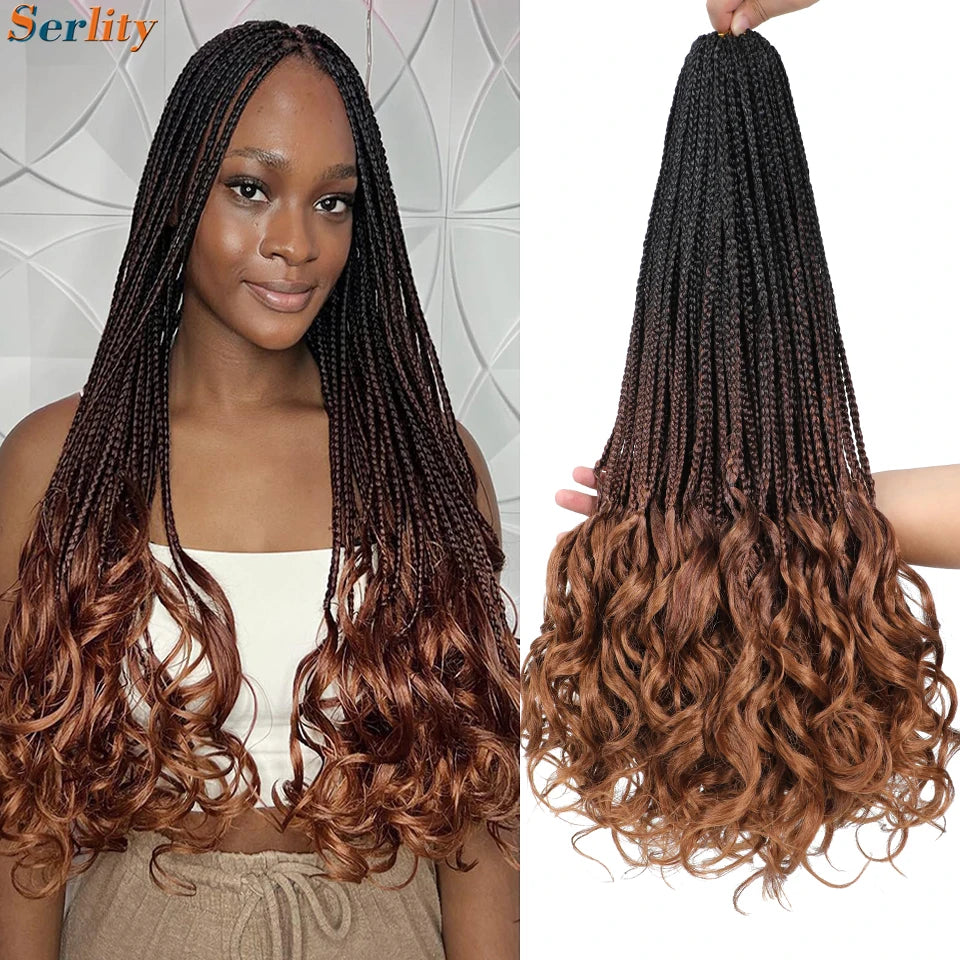 18 24 Inch French Curl Crochet Braids Pre Looped Blonde P27/613 33 Box Braids Crochet Hair Synthetic French Curls Braiding Hair