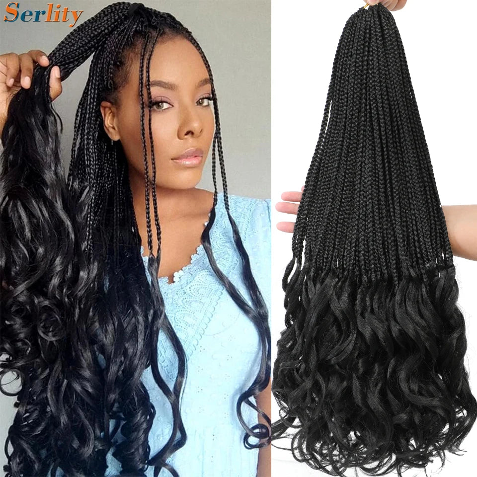 18 24 Inch French Curl Crochet Braids Pre Looped Blonde P27/613 33 Box Braids Crochet Hair Synthetic French Curls Braiding Hair