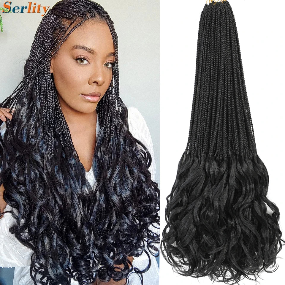 18 24 Inch French Curl Crochet Braids Pre Looped Blonde P27/613 33 Box Braids Crochet Hair Synthetic French Curls Braiding Hair
