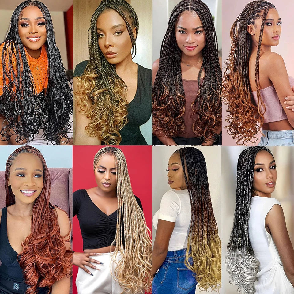 18 24 Inch French Curl Crochet Braids Pre Looped Blonde P27/613 33 Box Braids Crochet Hair Synthetic French Curls Braiding Hair