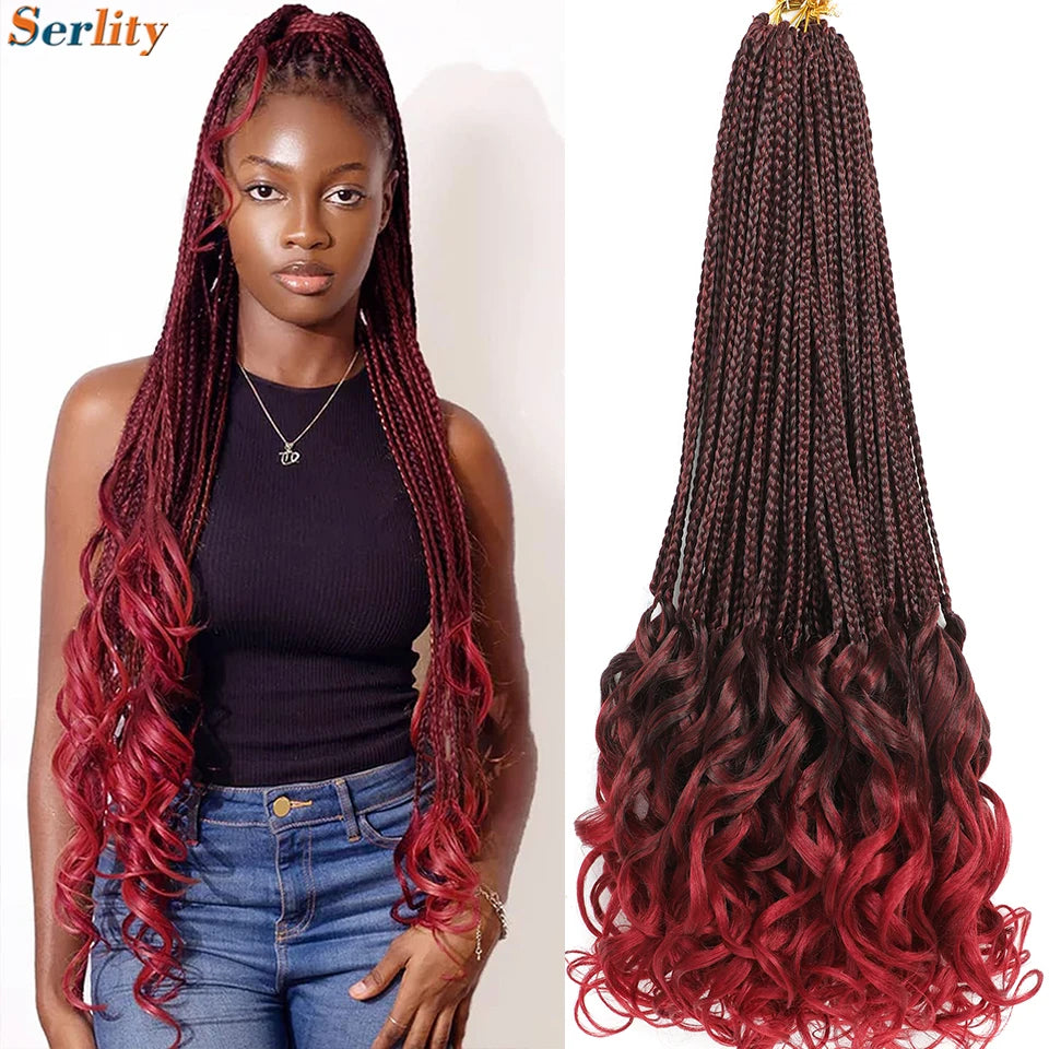 18 24 Inch French Curl Crochet Braids Pre Looped Blonde P27/613 33 Box Braids Crochet Hair Synthetic French Curls Braiding Hair