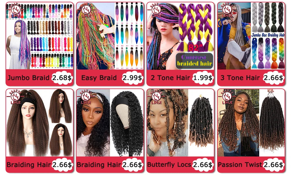 24 Inches Synthetic Braiding Hair Jumbo BraidOmbre Jumbo Hair Extension For Women DIY Hair Braids Purple Pink  Yellow Gray Lihu