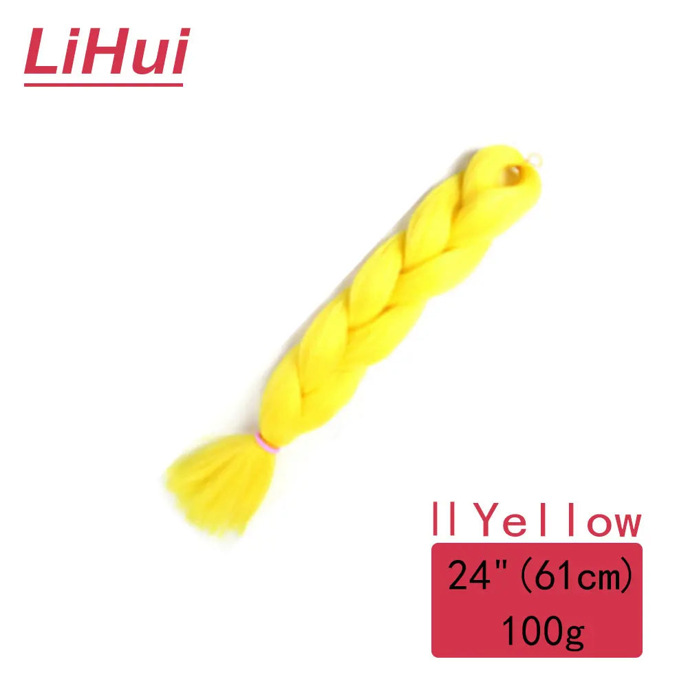 24 Inches Synthetic Braiding Hair Jumbo BraidOmbre Jumbo Hair Extension For Women DIY Hair Braids Purple Pink  Yellow Gray Lihu