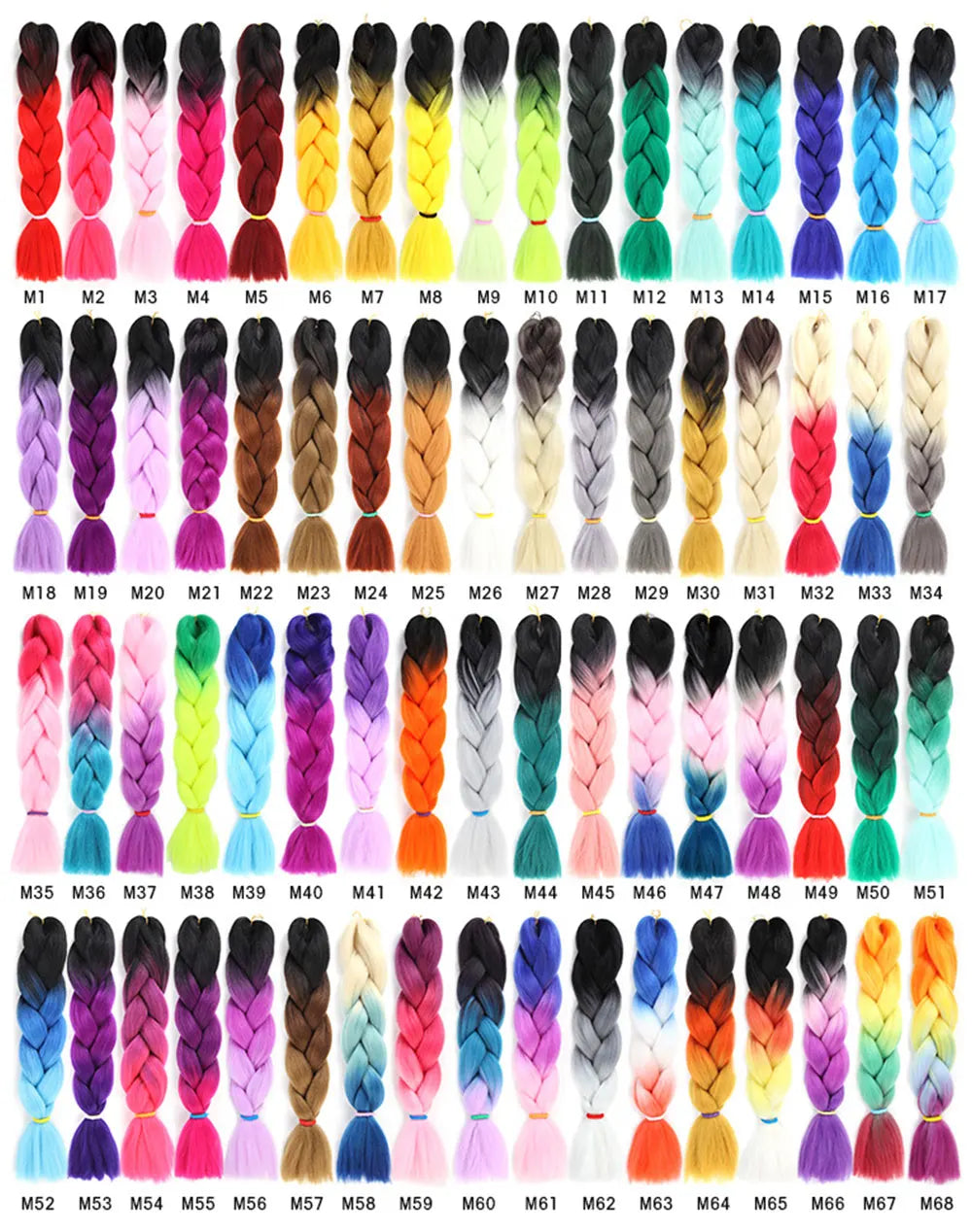 24 Inches Synthetic Braiding Hair Jumbo BraidOmbre Jumbo Hair Extension For Women DIY Hair Braids Purple Pink  Yellow Gray Lihu