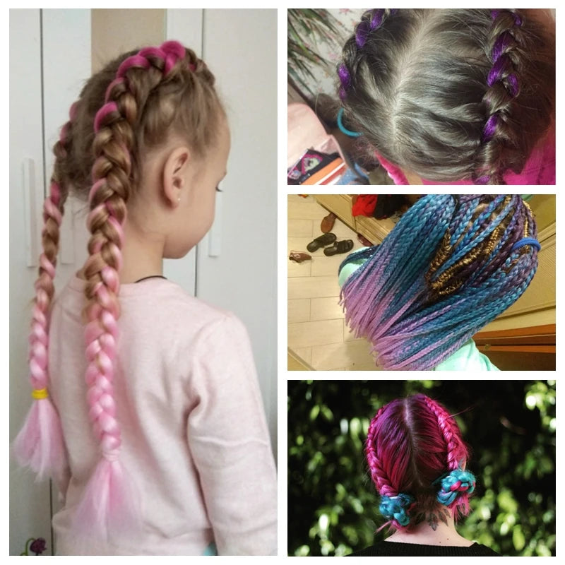 24 Inches Synthetic Braiding Hair Jumbo BraidOmbre Jumbo Hair Extension For Women DIY Hair Braids Purple Pink  Yellow Gray Lihu