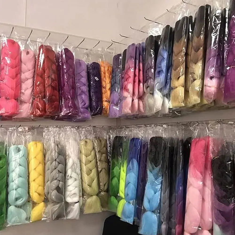 24 Inches Synthetic Braiding Hair Jumbo BraidOmbre Jumbo Hair Extension For Women DIY Hair Braids Purple Pink  Yellow Gray Lihu