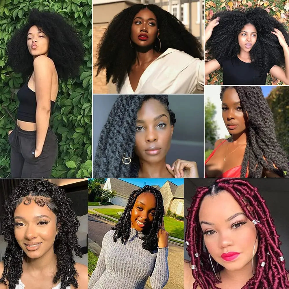 Springy Afro Twist Hair 16/24/28Inch Synthetic Pre-Separated Afro Kinky Twist Crochet Hair Extension For Faux Locs Marley Braids