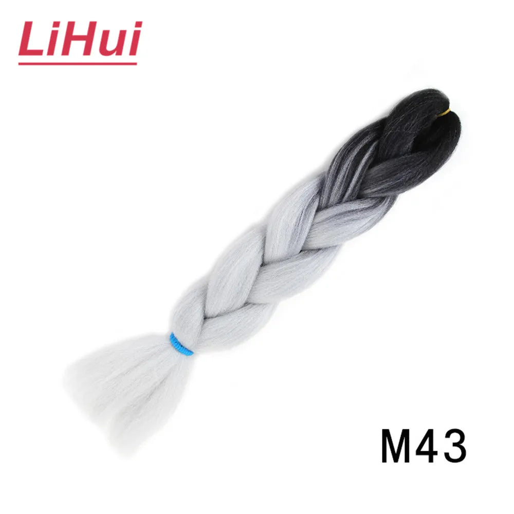 24 Inches Synthetic Braiding Hair Jumbo BraidOmbre Jumbo Hair Extension For Women DIY Hair Braids Purple Pink  Yellow Gray Lihu