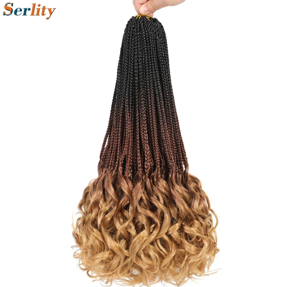 18 24 Inch French Curl Crochet Braids Pre Looped Blonde P27/613 33 Box Braids Crochet Hair Synthetic French Curls Braiding Hair