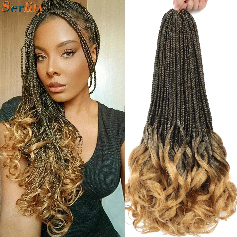 18 24 Inch French Curl Crochet Braids Pre Looped Blonde P27/613 33 Box Braids Crochet Hair Synthetic French Curls Braiding Hair