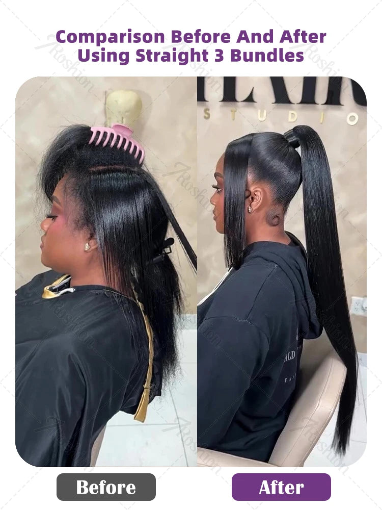 Brazilian 30 34 Inch Raw Virgin Unprocessed Remy Human Hair Extensions Bone Straight  3 4 Bundles Double Weft Bulk Braiding Hair
