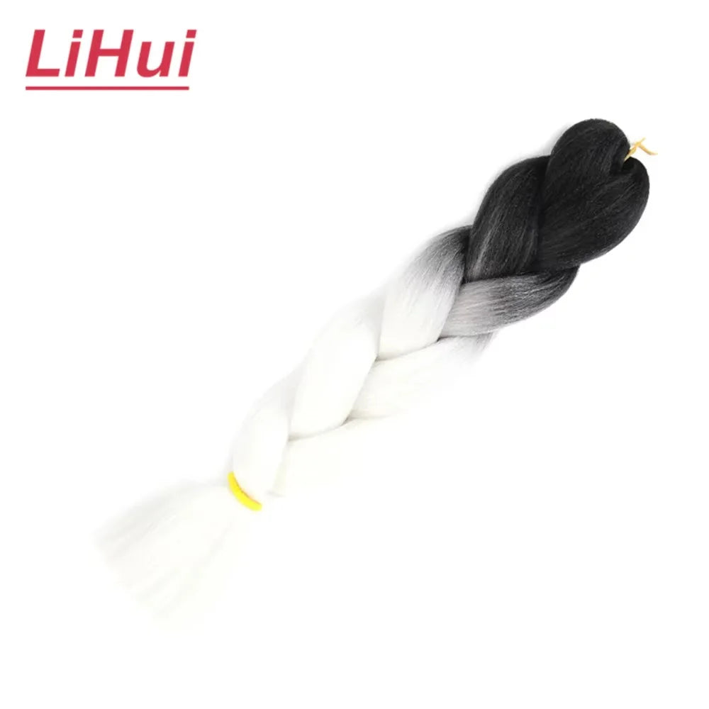 24 Inches Synthetic Braiding Hair Jumbo BraidOmbre Jumbo Hair Extension For Women DIY Hair Braids Purple Pink  Yellow Gray Lihu