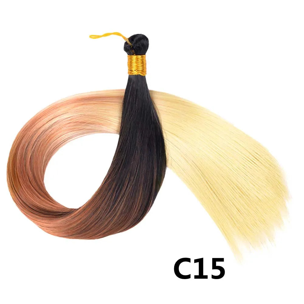 26 Inch Bone Straight Braiding Hair Synthetic Crochet Braids Hair Extensions Silky Pre Stretched Box Braids Hair Ombre Black