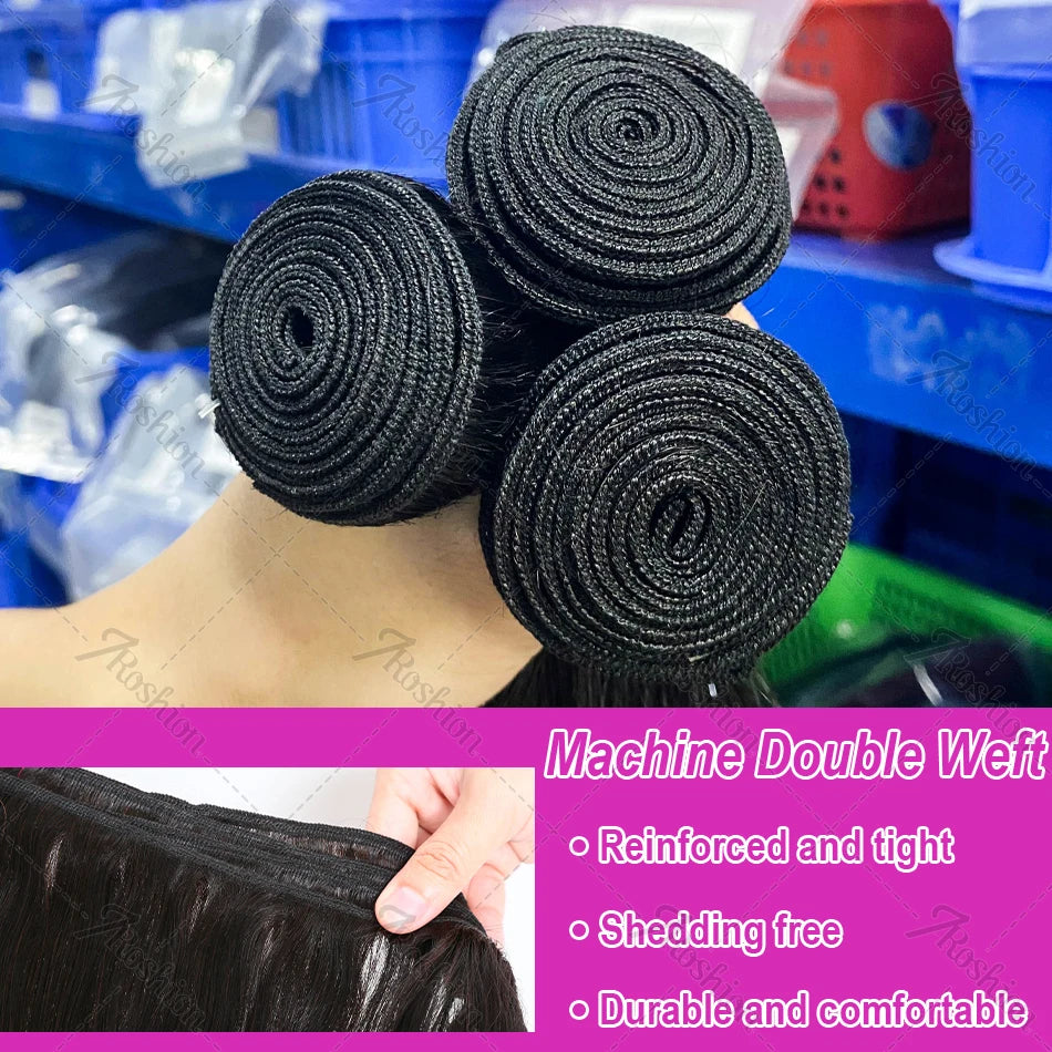 Brazilian 30 34 Inch Raw Virgin Unprocessed Remy Human Hair Extensions Bone Straight  3 4 Bundles Double Weft Bulk Braiding Hair