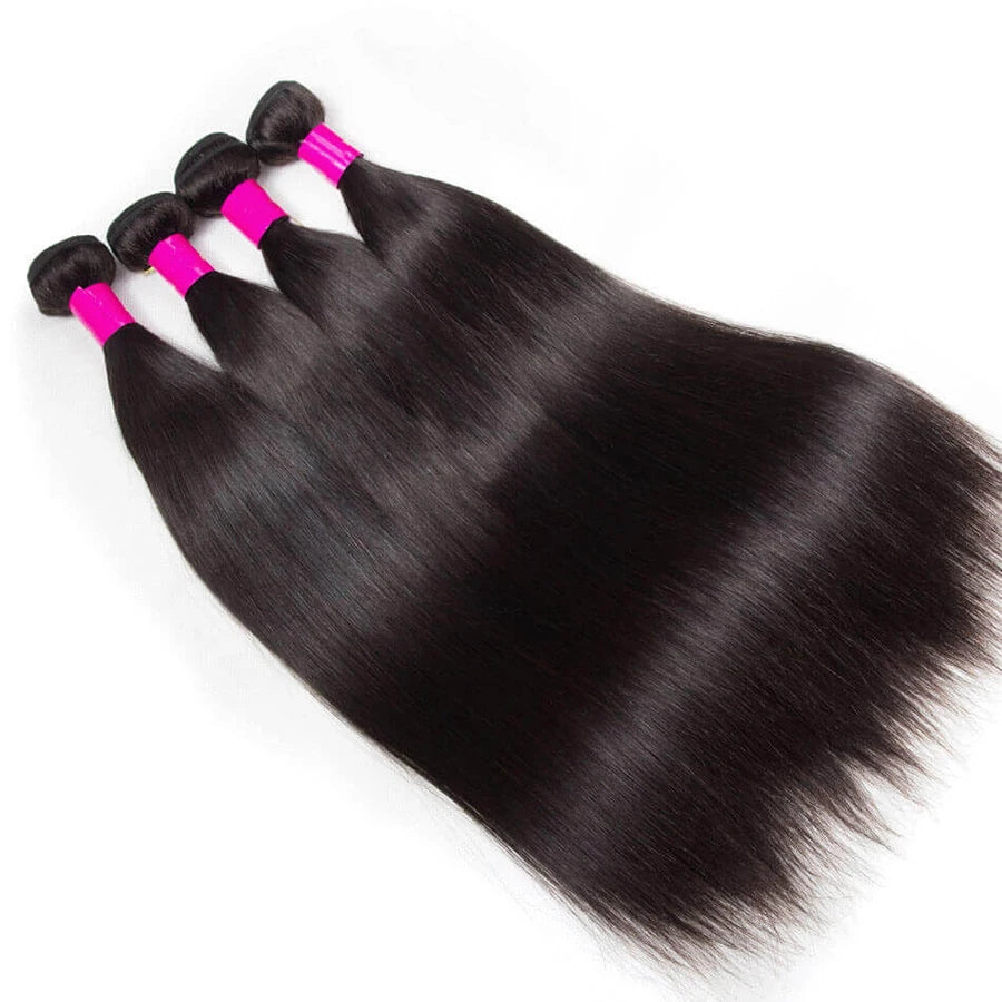 100% Remy Straight Human Hair Bundles 1/3/4 PCS Natural Black Brazilian Hair Weave Bundles 14-30 Inch Human Hair Extensions