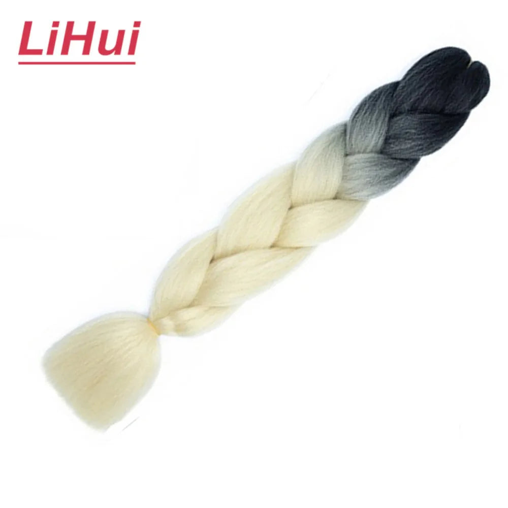 24 Inches Synthetic Braiding Hair Jumbo BraidOmbre Jumbo Hair Extension For Women DIY Hair Braids Purple Pink  Yellow Gray Lihu