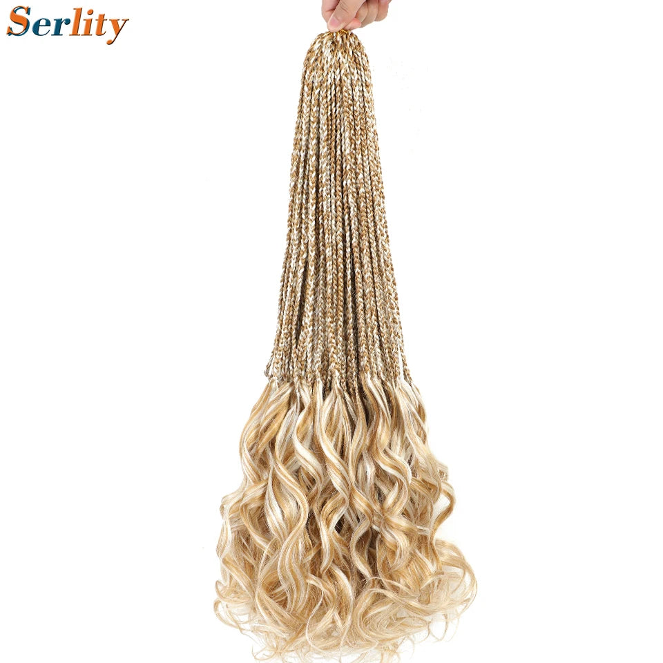 18 24 Inch French Curl Crochet Braids Pre Looped Blonde P27/613 33 Box Braids Crochet Hair Synthetic French Curls Braiding Hair