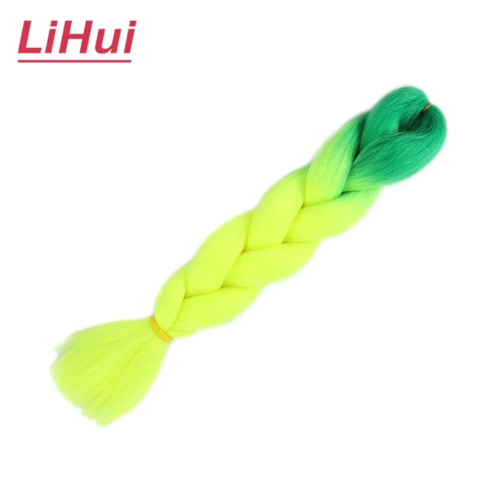 24 Inches Synthetic Braiding Hair Jumbo BraidOmbre Jumbo Hair Extension For Women DIY Hair Braids Purple Pink  Yellow Gray Lihu