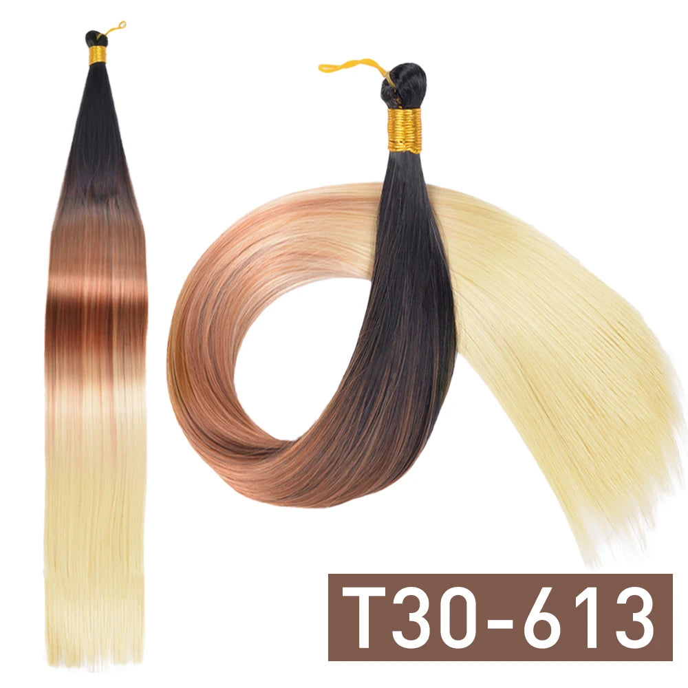 26 Inch Bone Straight Braiding Hair Synthetic Crochet Braids Hair Extensions Silky Pre Stretched Box Braids Hair Ombre Black