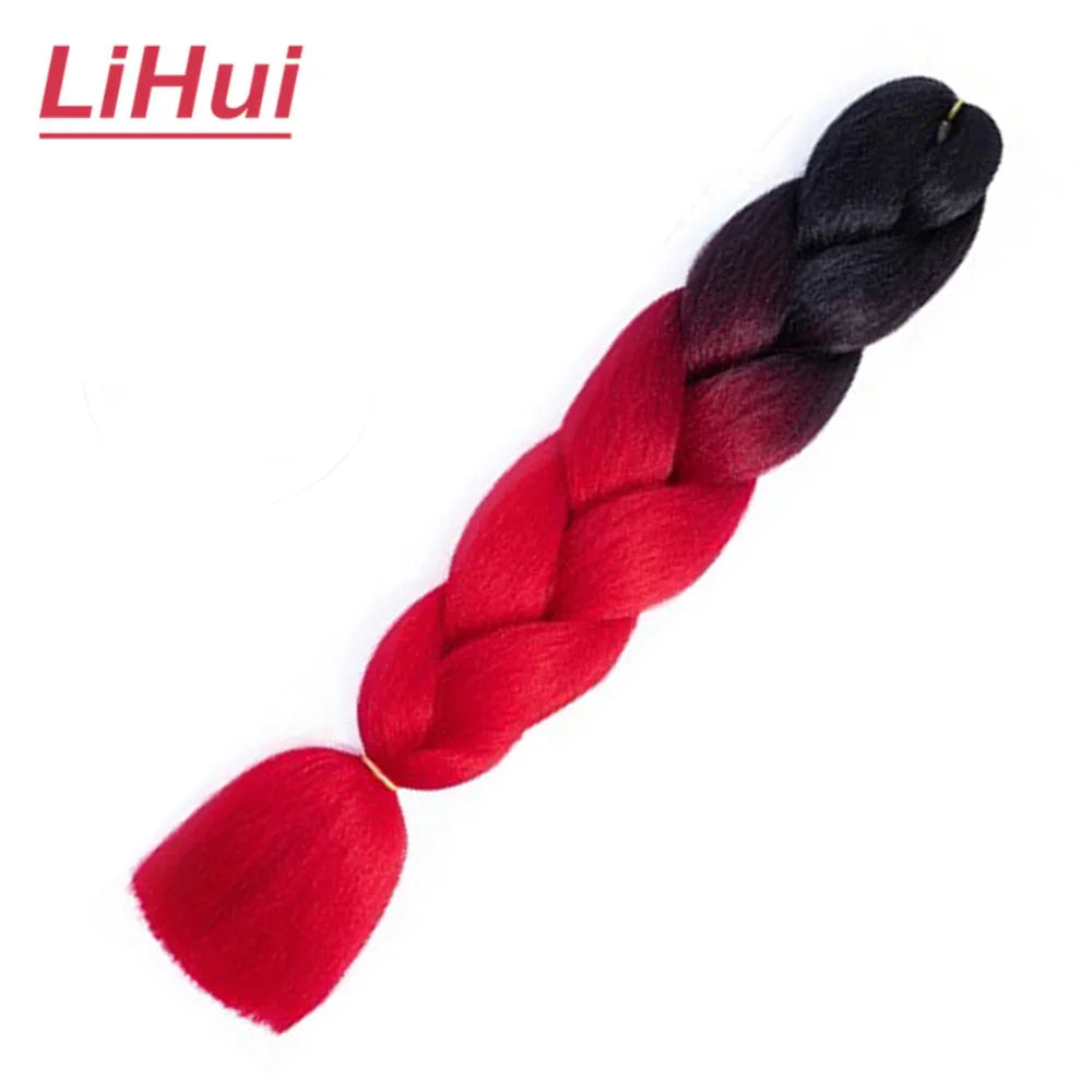 24 Inches Synthetic Braiding Hair Jumbo BraidOmbre Jumbo Hair Extension For Women DIY Hair Braids Purple Pink  Yellow Gray Lihu